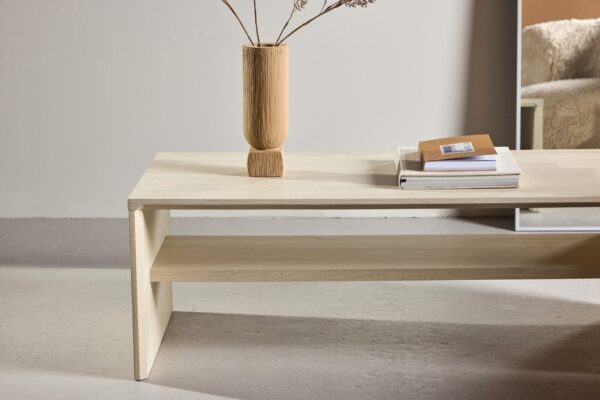Venture Home - Telemarket - sofabord med hylde - whitewash MDF - 110Ã50Ã38 cm